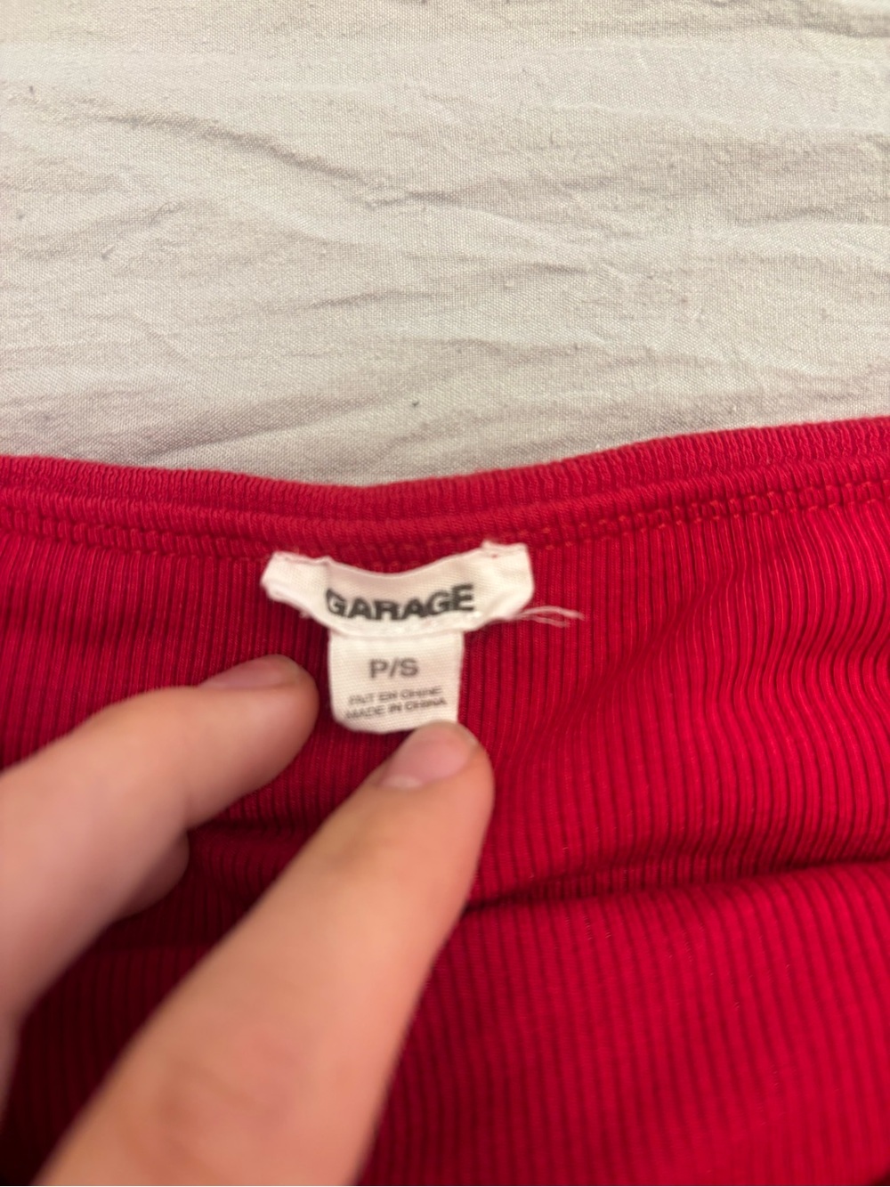 Garage Red Ribbed Crop Tank